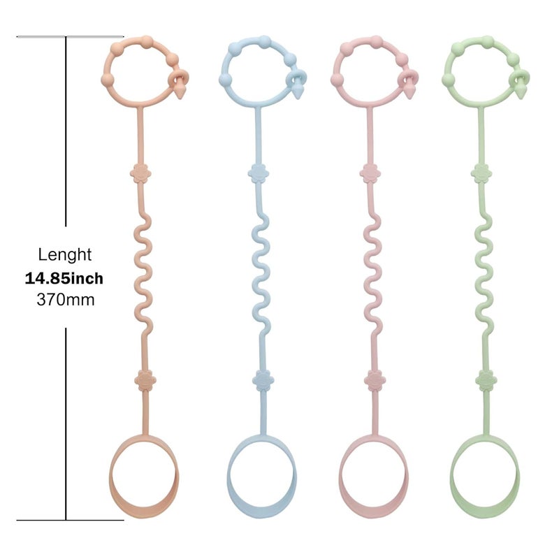 RTMOK (4Pcs) Sippy Cup Strap Keep Bottles and Sippy Cups Off The Floor, Sippy Cup Holder Strap Suitable for High Chairs, Strollers and Water Bottles- Dishwasher Safe - Image 4